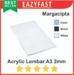 Akrilik A3 2mm Bening Hitam Putih Susu Potongan Lembaran Acrylic Sheet