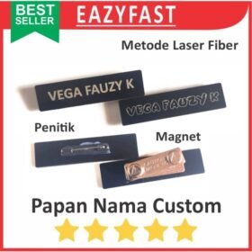 Papan Nama Dada Pin Name Tag Custom Akrilik Doff Magnet Penitik Laser
