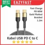 Kabel PD Data Charger USB type C to C Fast Quick Charge Braided Cable Power Delivery iPhone Apple Mac Gold 60W