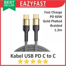 Kabel PD Data Charger USB type C to C Fast Quick Charge Braided Cable Power Delivery iPhone Apple Mac Gold 60W