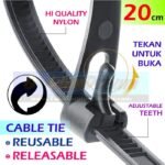 Cable Ties Pakai Ulang Reusable Kabel Tis Tali Nylon Ikat Kunci Klip - Image 3