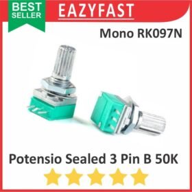 Potensiometer Sealed B50K 50K B 50 K Ohm 3P 3 P Pin Kaki Mono Potensio Potentio Meter Volume Audio Hijau Linear Seal RK097N RK 097 Potentiometer
