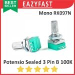 Potensiometer Sealed B100K 100K B 100 K Ohm 3P 3 P Pin Kaki Mono Potensio Potentio Meter Volume Audio Hijau Linear Seal RK097N RK 097 Potentiometer