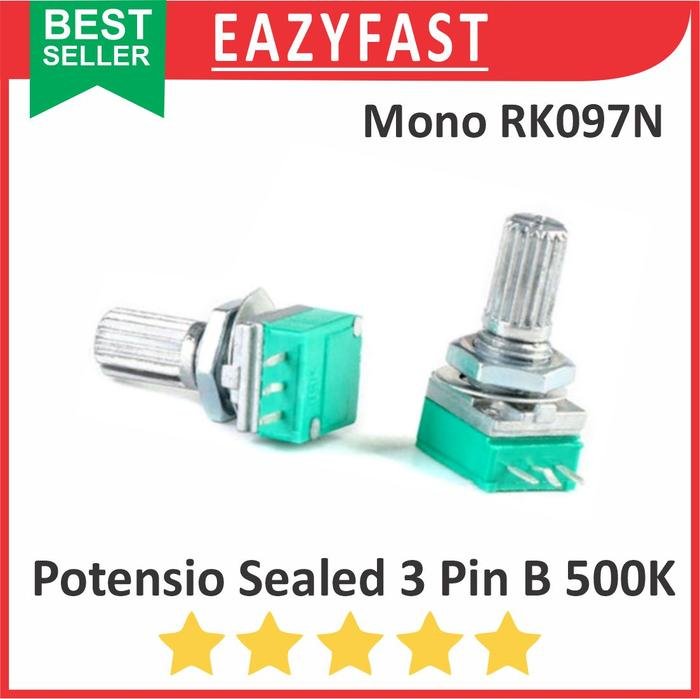 ginee_20250924110243944_5779585239.jpeg Potensiometer Sealed B500K 500K B 500 K Ohm 3P 3 P Pin Kaki Mono Potensio Potentio Meter Volume Audio Hijau Linear Seal RK097N RK 097 Potentiometer - Image 1