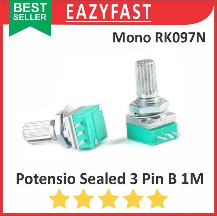 ginee_20250924110432308_0913729425.jpeg Potensiometer Sealed B1M 1M B 1 M Ohm 3P 3 Pin Kaki Mono Potensio Potentio Meter Volume Audio Hijau Linear Seal RK097N RK 097 Potentiometer - Image 1