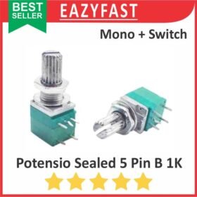 Potensiometer Sealed Saklar Switch B1K 1K B 1 K Ohm 5P 5 P Pin Kaki Mono Potensio Potentio Meter Volume Audio Hijau Linear Seal RK097NS RK 097 NS Potentiometer