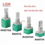 Potensiometer Sealed Saklar Switch B500K 500K B 500 K Ohm 5P 5 P Pin Kaki Mono Potensio Potentio Meter Volume Audio Hijau Linear Seal RK097NS RK 097 NS Potentiometer - Image 2