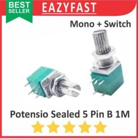 Potensiometer Sealed Saklar Switch B1M 1M B 1 M Ohm 3P 5 P Pin Kaki Mono Potensio Potentio Meter Volume Audio Hijau Linear Seal RK097NS RK 097 NS Potentiometer