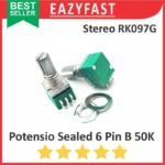 Potensiometer Sealed Stereo B50K 50K B 50 K Ohm 6P 6 P Pin Kaki Potensio Potentio Meter Volume Audio Hijau Linear Seal RK097G RK 097 G Potentiometer