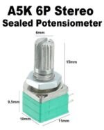 Potensiometer Sealed Stereo B50K 50K B 50 K Ohm 6P 6 P Pin Kaki Potensio Potentio Meter Volume Audio Hijau Linear Seal RK097G RK 097 G Potentiometer - Image 3