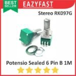 Potensiometer Sealed Stereo B1M 1M B 1 M Ohm 6P 6 P Pin Kaki Potensio Potentio Meter Volume Audio Hijau Linear Seal RK097G RK 097 G Potentiometer