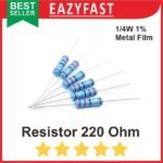 Resistor R 220 R220 Ohm 1/4W 1/4 Watt Metal Film Biru DIP Toleransi 1%