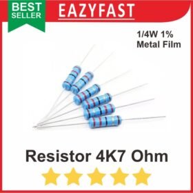 Resistor R 4.7 K 4.7K R4.7K R4K7 4K7 4700 Ohm 1/4 Watt Metal Film Biru