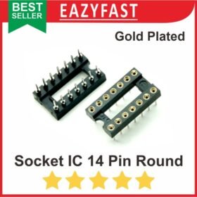 Socket IC 14P 14 P Pin Kaki DIP Round Swiss Gold Soket Dudukan Adapter