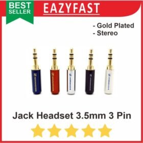 Jack Audio Headset 3.5mm 3 Pin Pole Stereo 3.5 Male Head Set Gold