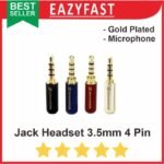 Jack Audio Headset Mic 3.5mm 4 Pin Pole Stereo 3.5 Male Head Set Gold