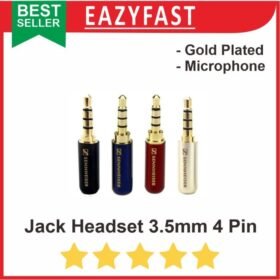 Jack Audio Headset Mic 3.5mm 4 Pin Pole Stereo 3.5 Male Head Set Gold