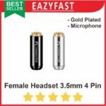 Female Jack Audio Headset 3.5mm 4 Pin Pole Stereo 3.5 Head Set Gold