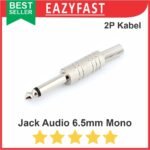Jack Audio Aux 6.5mm 6.5 Male Mono Besi Silver Mic Gitar Akai Kabel