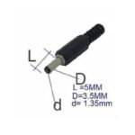 Soket Jack DC Kecil 3.5mm x 1.3mm Male Jantan DIP Kabel Power Plug In - Image 3