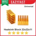 Aluminum Heat Sink Radiator Cooling Block 22x22x10mm Kuning