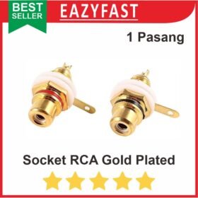 Socket RCA Audio Gold Plated Female Betina Panel 1 pasang merah putih