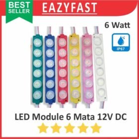 Lampu Modul LED Strip Module 6 Titik Mata Lensa Warna 12V 12 V Volt DC Motor Mobil