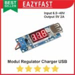 Regulator Charger USB Voltmeter 2A input 6.5v - 40v