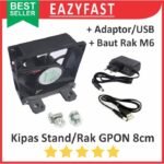 Kipas Fan Pendingin Rak 8cm GPON EPON OLT HSGQ Kabel FO Fiber Optik Optic Server Rack Hub Siku Lubang Router Jaringan