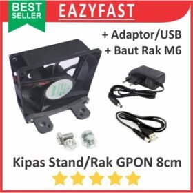 Kipas Fan Pendingin Rak 8cm GPON EPON OLT HSGQ Kabel FO Fiber Optik Optic Server Rack Hub Siku Lubang Router Jaringan