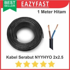 Kabel Listrik Serabut Hitam 2x2.5 Isi 2 2.5mm NYYHYO NYYHY Ecer 1m