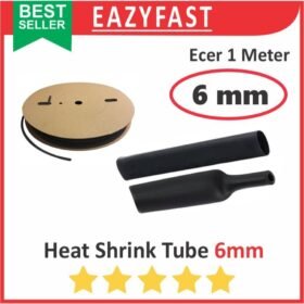 HeatShrink Heat Shrink Cable Kabel Selongsong Bakar Susut 6mm 1 meter