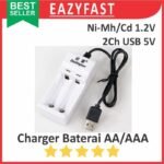 Charger Baterai AA AAA USB 2 Channel Ni-Mh Ni-Cd NiMh NiCd 1.2V Cas Casan Carjer Charge Recharge U21