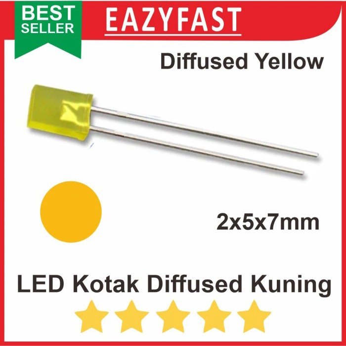 ginee_20251001164447111_1837806580.jpeg LED Kotak 5mm 5 mm Diffused Yellow Kuning Petak Persegi Panjang 2x5x7 - Image 1