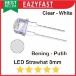 LED Strawhat 8mm Clear White Straw Hat Topi Bening Nyala Putih Super