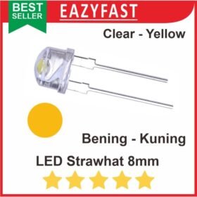 LED Strawhat 8mm Clear Yellow Straw Hat Topi Bening Nyala Kuning Super