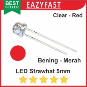 LED Strawhat 5mm Clear Red Straw Hat Topi Bening Nyala Merah Super
