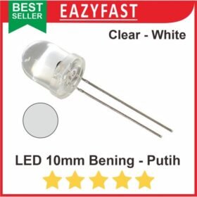 Lampu LED Besar 10mm 10 mm Clear White Transparan Bening Nyala Putih