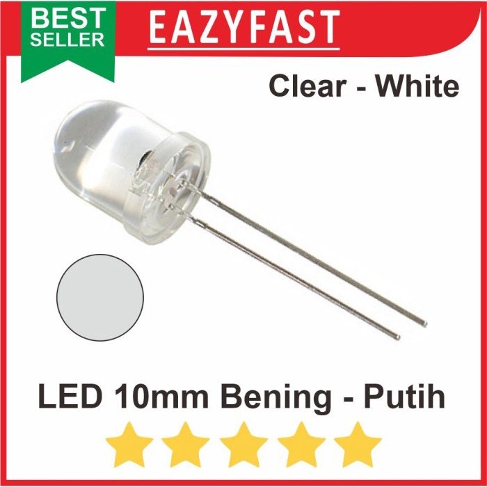 ginee_20251002101850336_1900827743.jpeg Lampu LED Besar 10mm 10 mm Clear White Transparan Bening Nyala Putih - Image 1