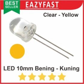 Lampu LED Besar 10mm 10 mm Clear Yellow Transparan Bening Nyala Kuning