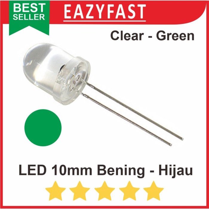 ginee_20251002102348924_2934829179.jpeg Lampu LED Besar 10mm 10 mm Clear Green Transparan Bening Nyala Hijau - Image 1