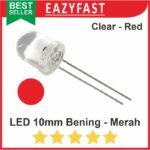 Lampu LED Besar 10mm 10 mm Clear Red Transparan Bening Nyala Merah