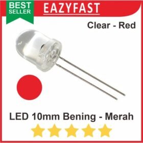 Lampu LED Besar 10mm 10 mm Clear Red Transparan Bening Nyala Merah