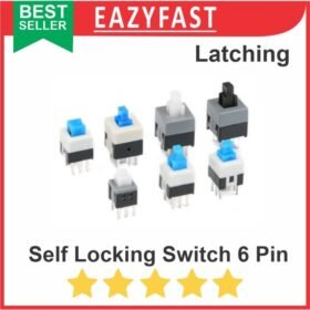 Self Lock Switch Latch 7x7 8x8 6p 6 Pin P Kaki Power Push Button KFT