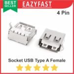 Socket Port USB Female Betina Connector 4 Pin Jack Tipe A 90 Derajat