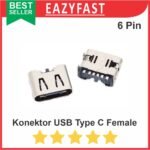 Socket USB Type C Female Connector PCB SMD 6p 6 P Pin Betina Soket HP