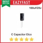 C Capacitor Elco 100uf / 25v 100uf/25v 25 volt Kapasitor Elko