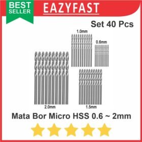 Mata Bor Drill Bit Micro Mini HSS Set 40pcs 0.6mm 1mm 1.5mm 2mm