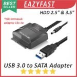 Kabel Converter USB 3.0 to SATA Adapter Reader HDD SSD Laptop Komputer 2.5 3.5 Inch External Power Port 12V DC