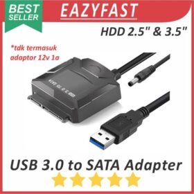 Kabel Converter USB 3.0 to SATA Adapter Reader HDD SSD Laptop Komputer 2.5 3.5 Inch External Power Port 12V DC